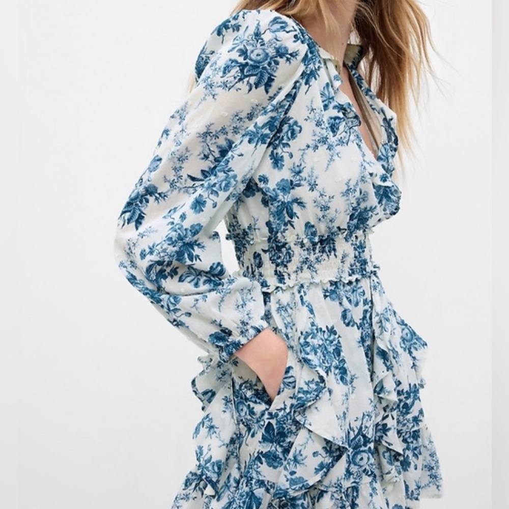 Gap x Love Shack Fancy Blue Floral Mini Dress Women’s SIZE Medium Pockets NWT